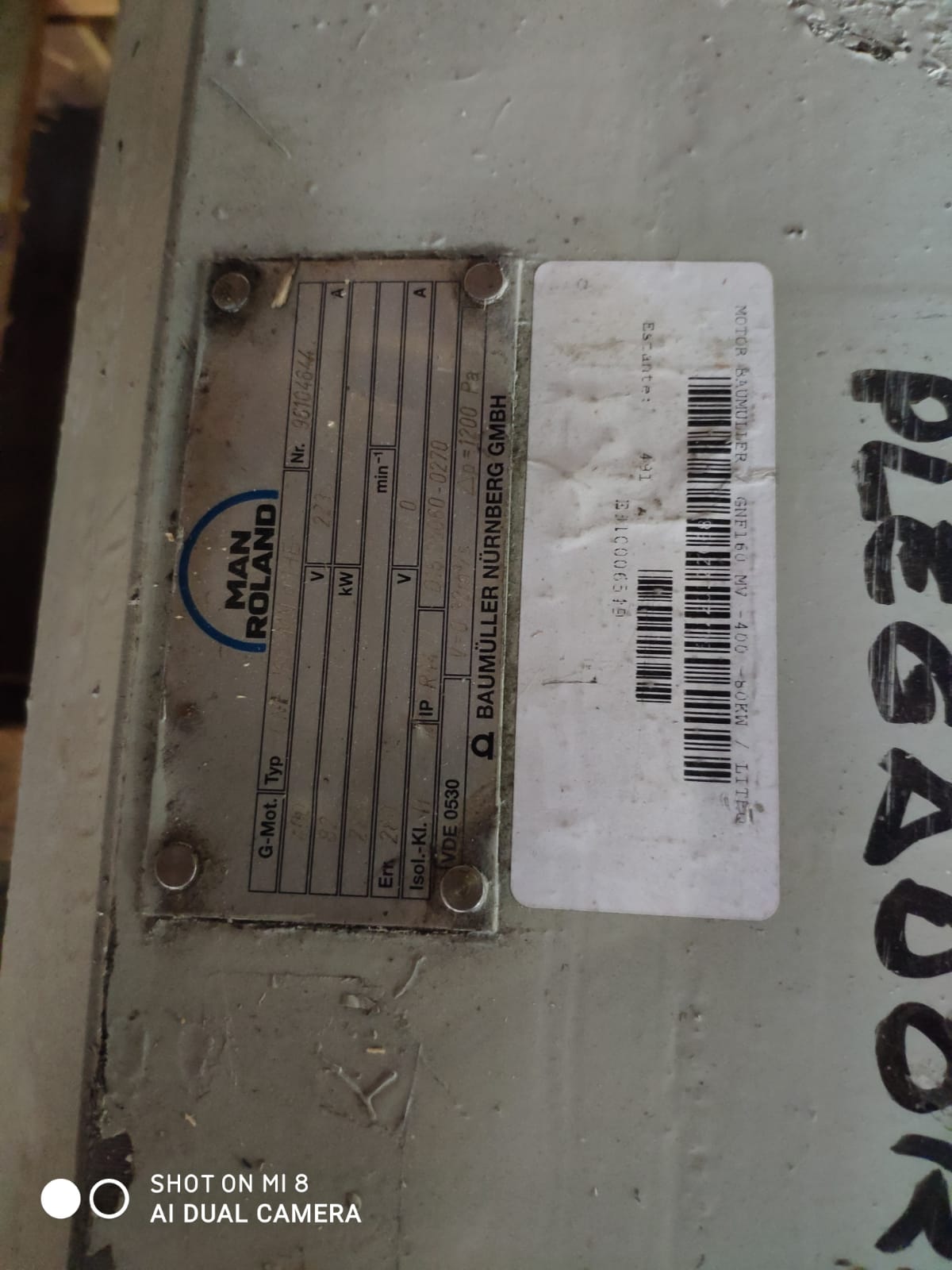 Motor Eléctrico MAN ROLAND 82 kW 400V 2250 RPM