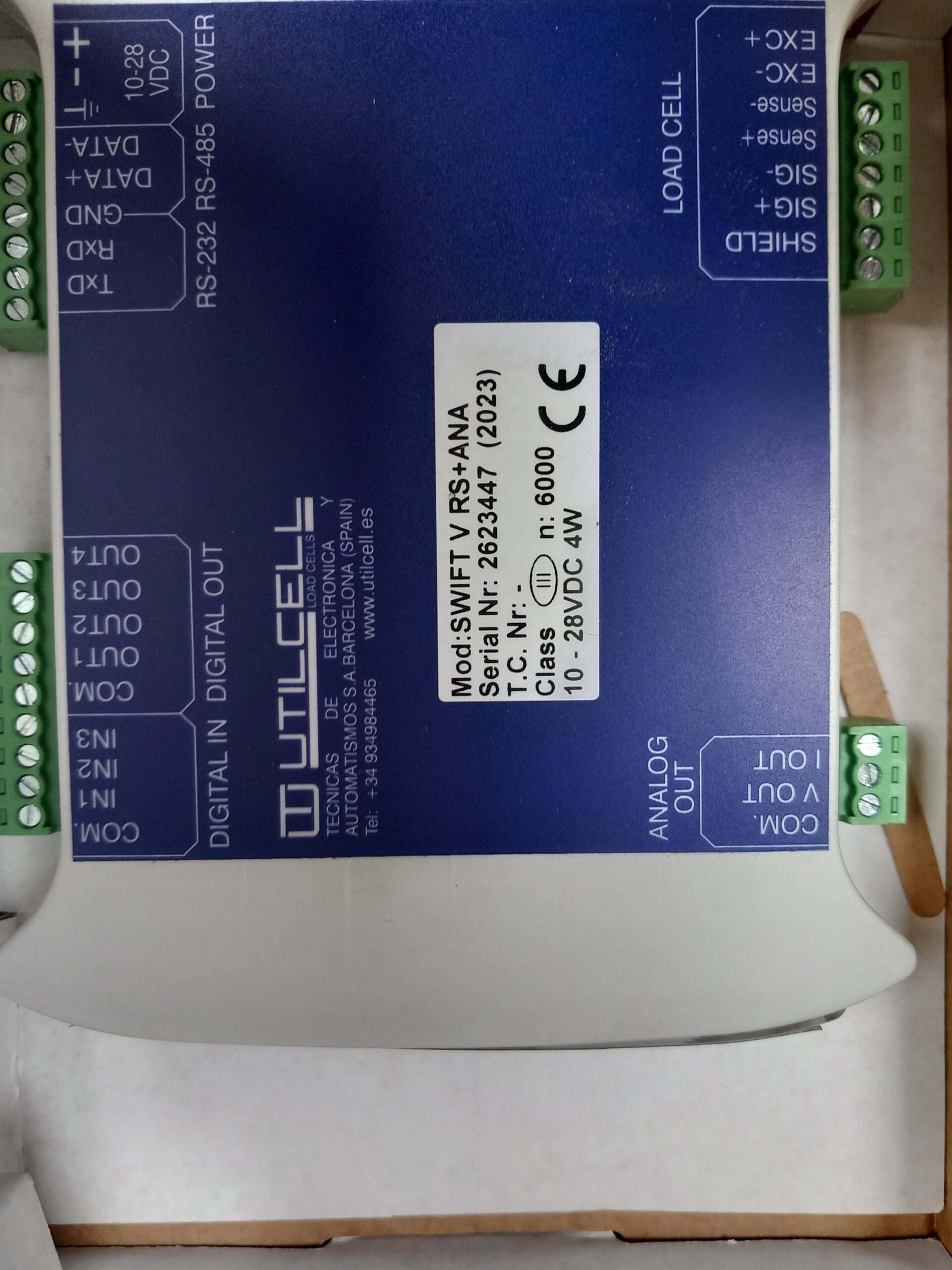 Indicador de pesaje Utilcell SWIFT V RS+ANA para montaje en carril DIN